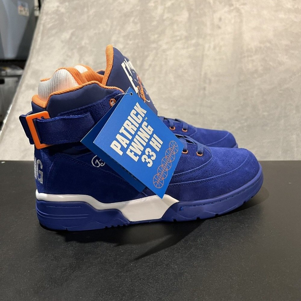 Ewing 33 Hi Men's 13 Blue Suede And Orange Knicks High Top Basketball Sneakers